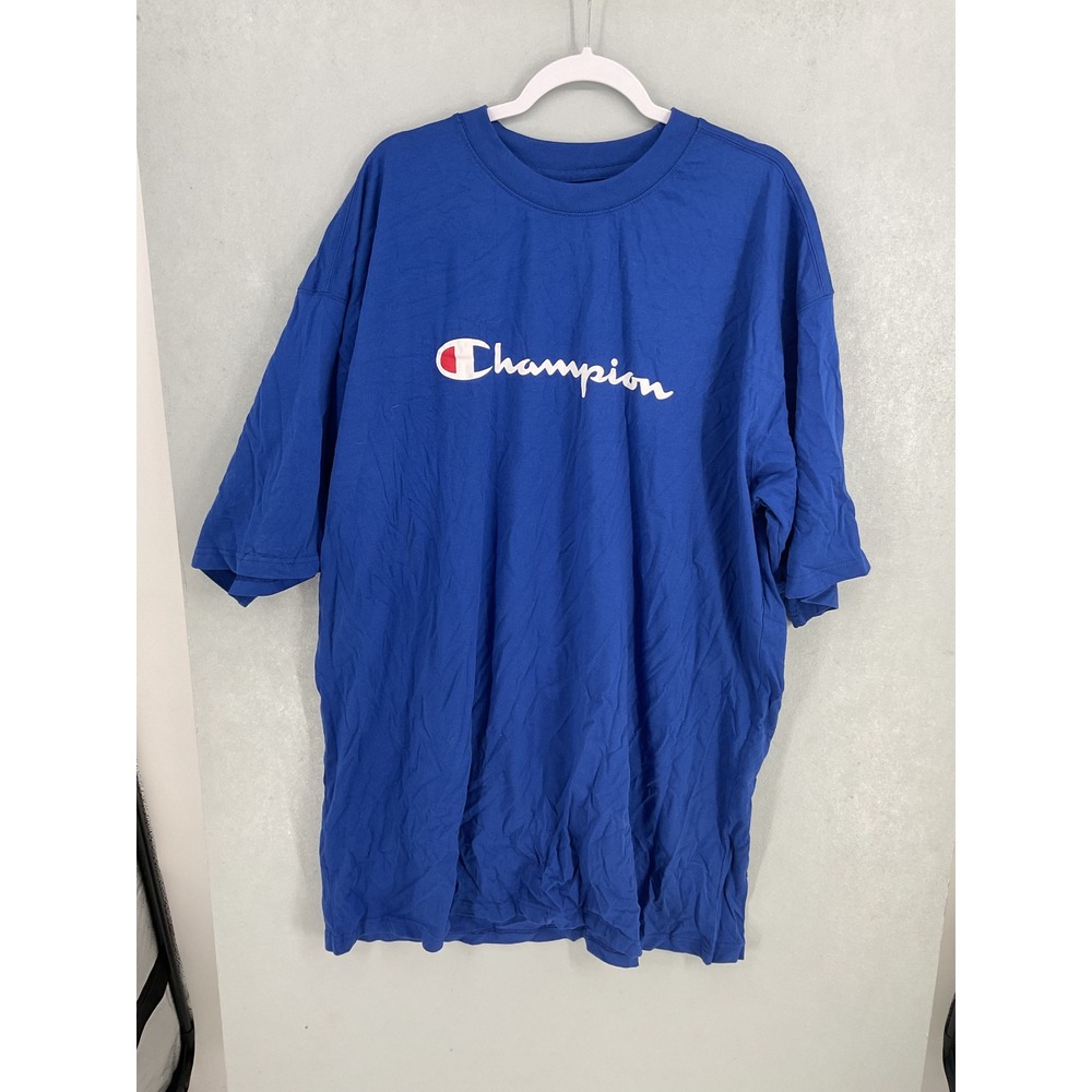 Champion Mens T-Shirt Blue Script Logo Graphic Cotton Big and Tall 3XLT - Picture 2 of 6